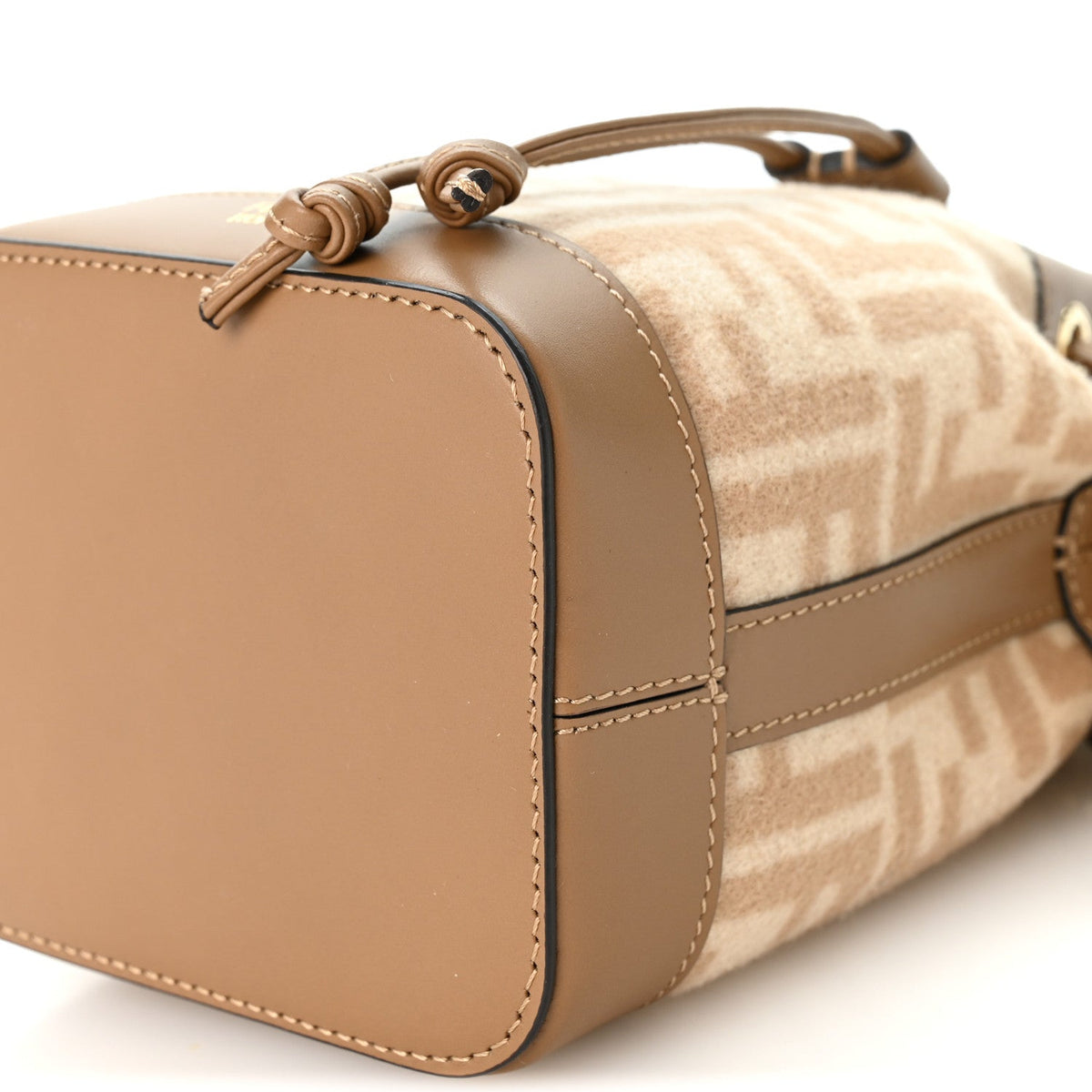 Wool Vitello King FF 1974 Mini Mon Tresor Bucket Bag Beige Cammello Sand