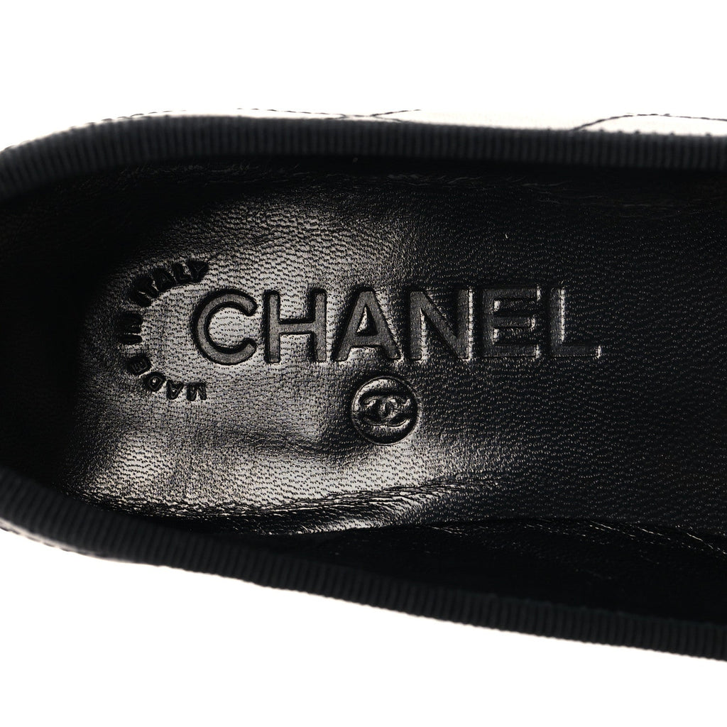 Lambskin Quilted Cambon Ballerina Flats 36.5 Black
