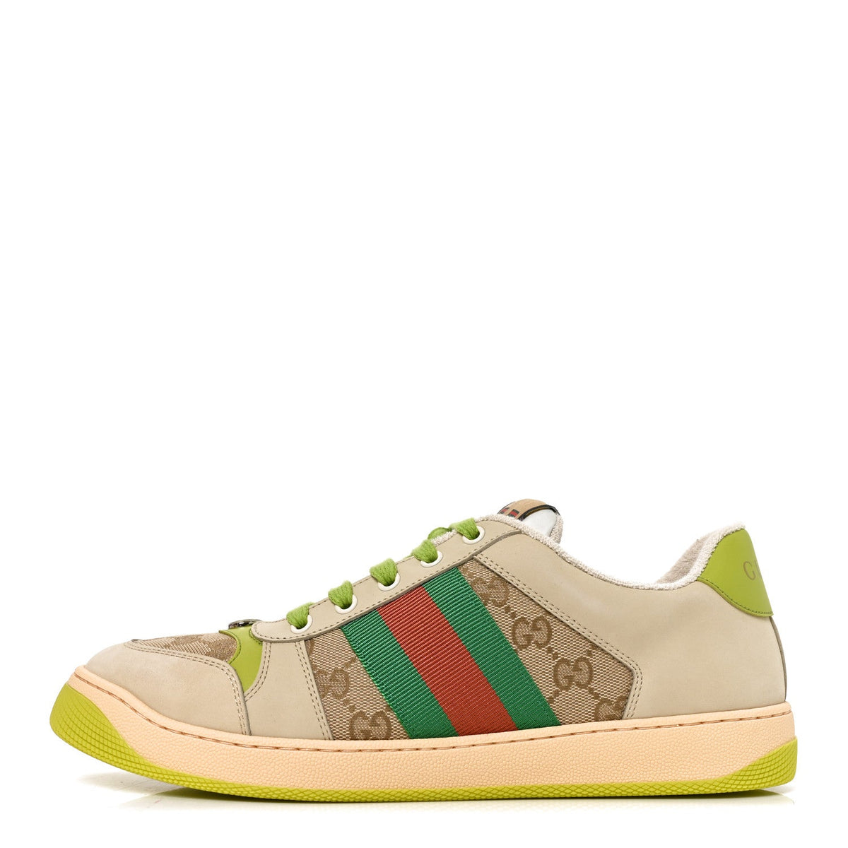 Nubuck Monogram Web Mens Screener Sneakers  9 Beige Green Multicolor