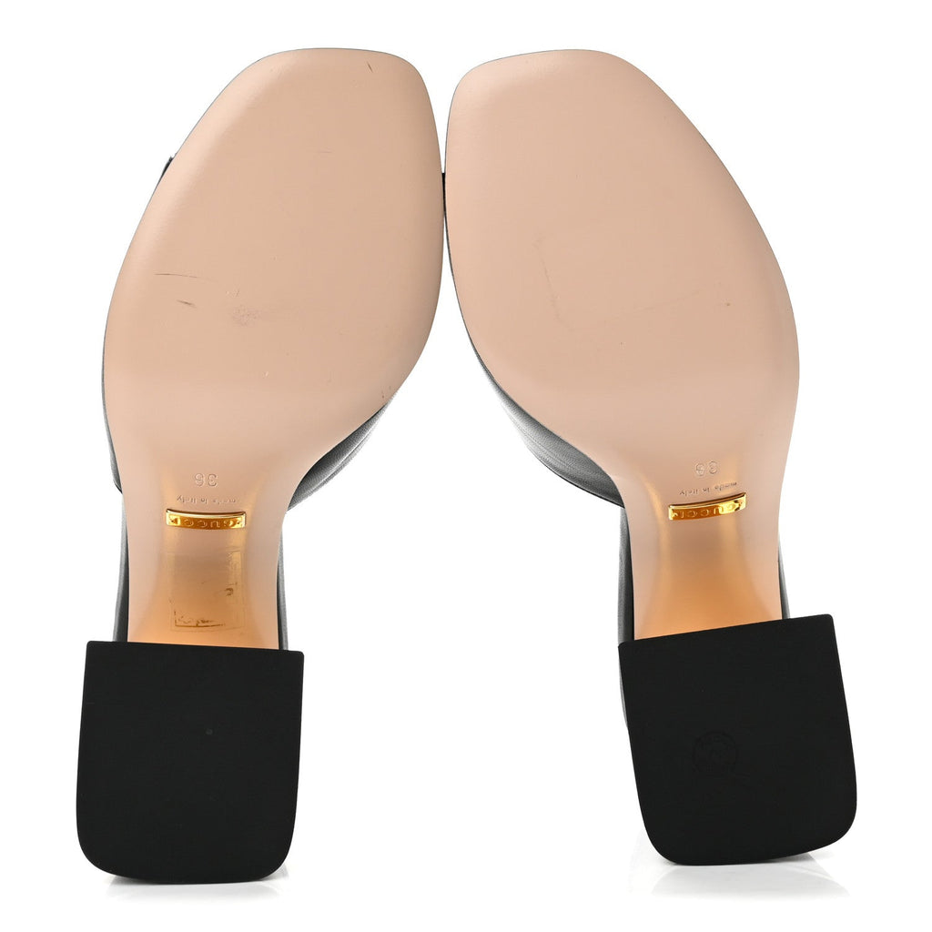 Nappa Horsebit 75mm Slide Sandals 36 Black