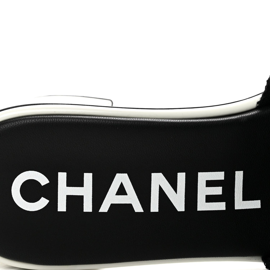 Cotton Logo Mule Sandals 40 Black White