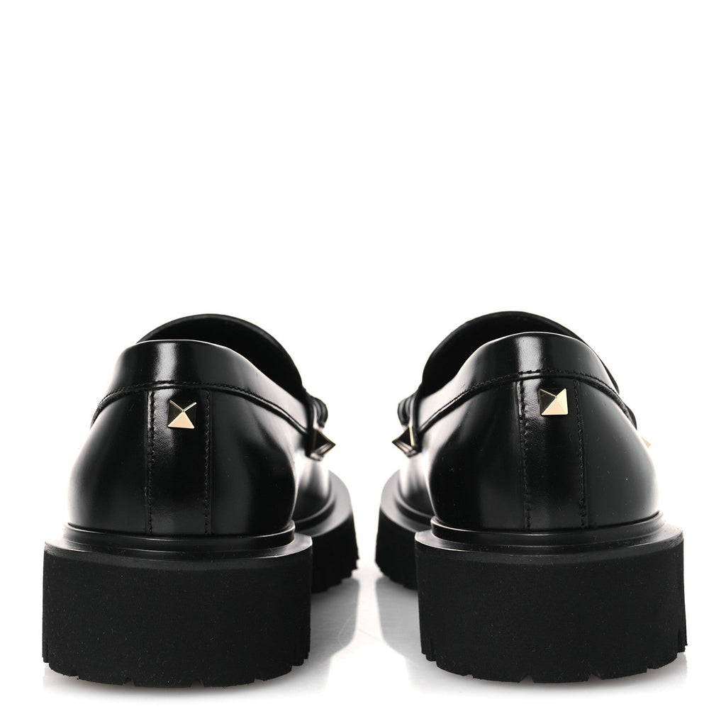Calfskin Rockstud Loafers 35 Black