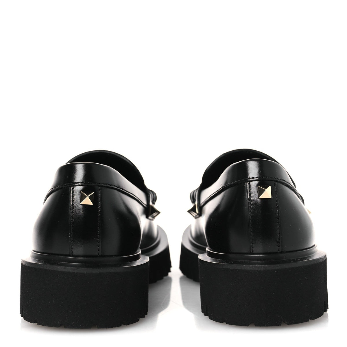 Calfskin Rockstud Loafers 35 Black