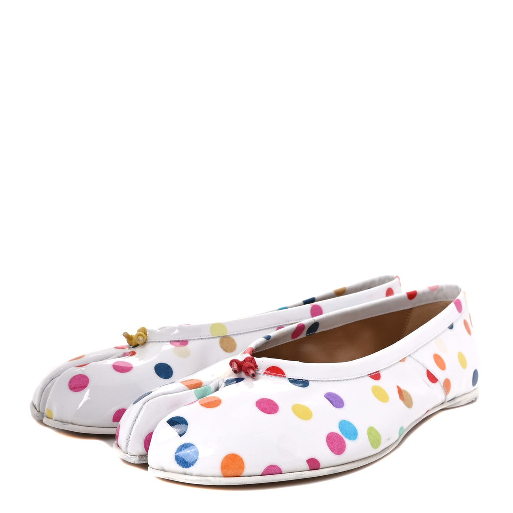 Coated Canvas Confetti Printed Tabi New Ballerina Flats 39 White Multicolor