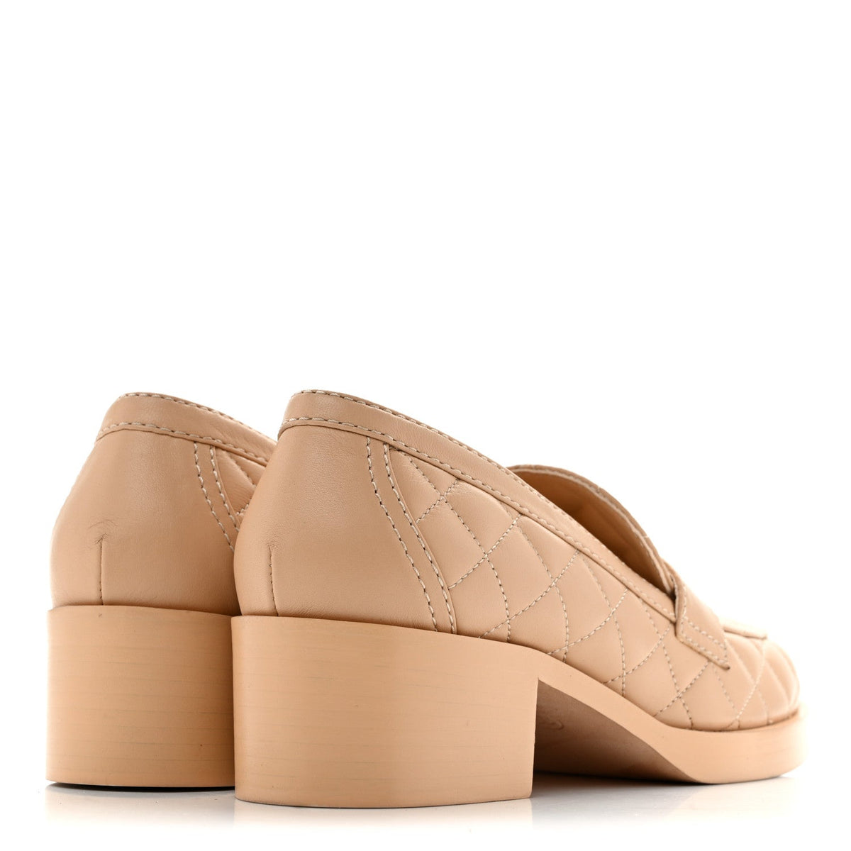 Lambskin Quilted CC Heart Loafers 39 Beige