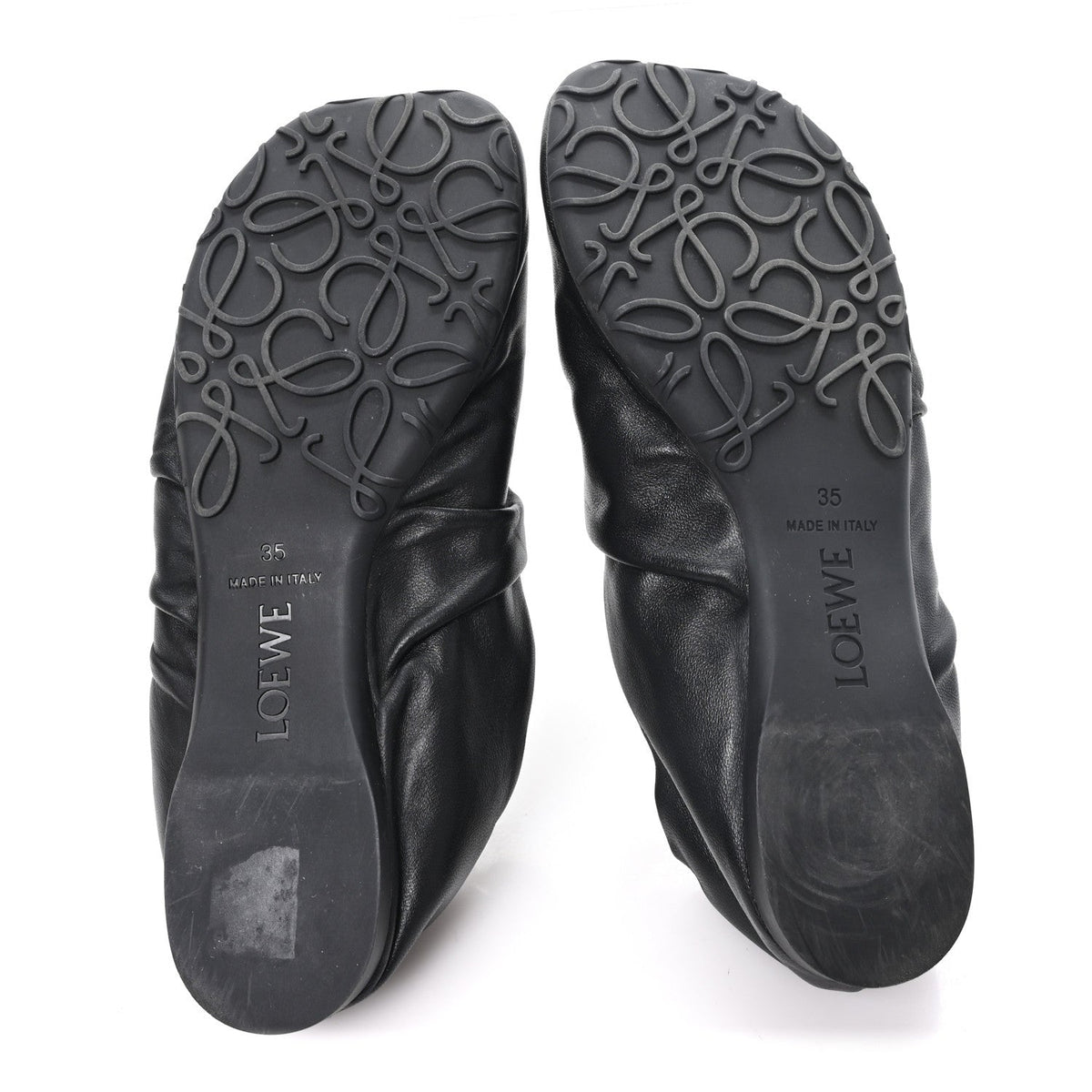 Lambskin Pebble Ballerina Flats 35 Black