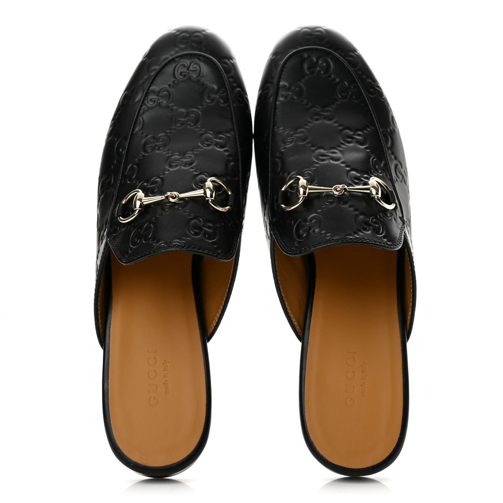 Glamour Calfskin Guccissima Womens Princetown Slippers 38 Black