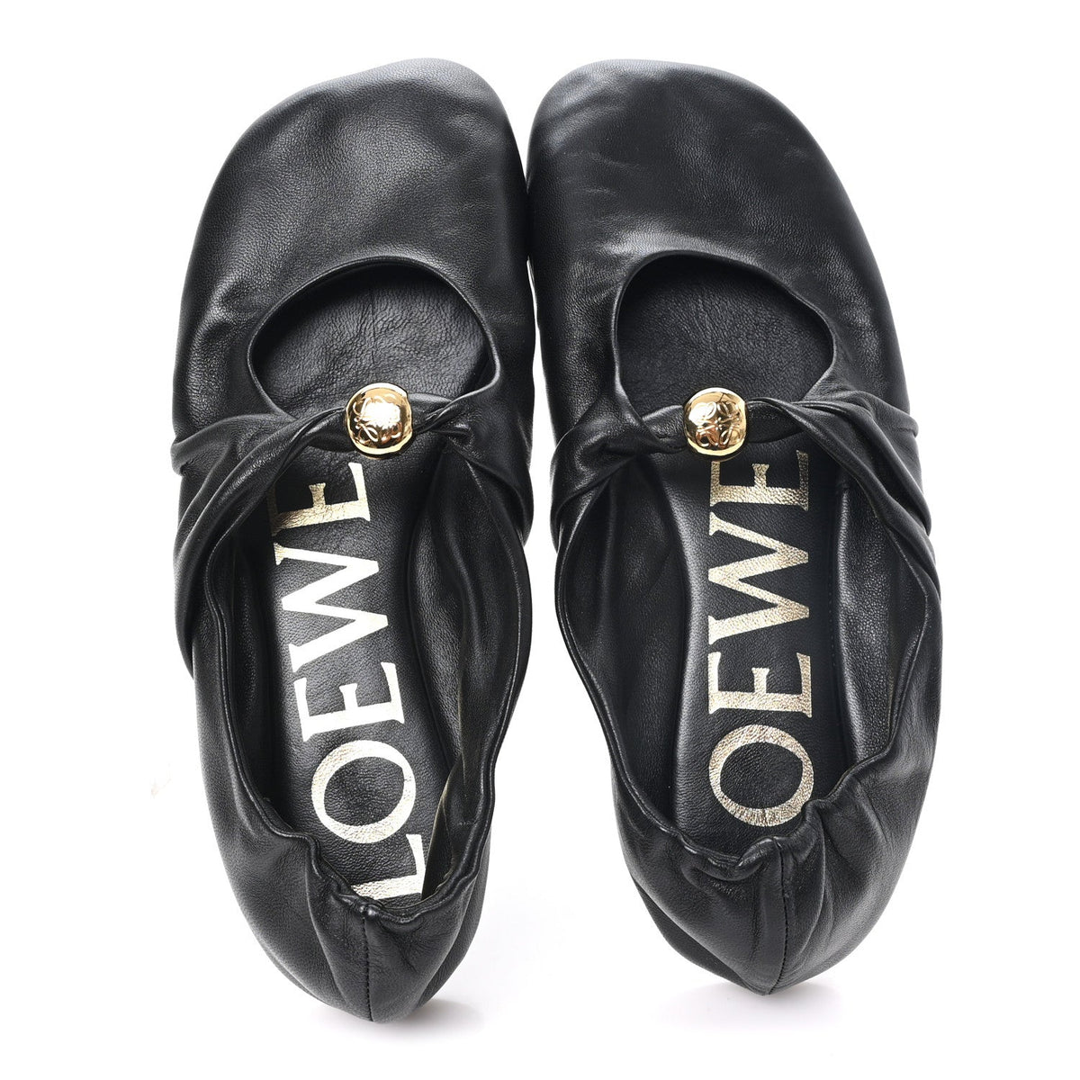 Lambskin Pebble Ballerina Flats 35 Black