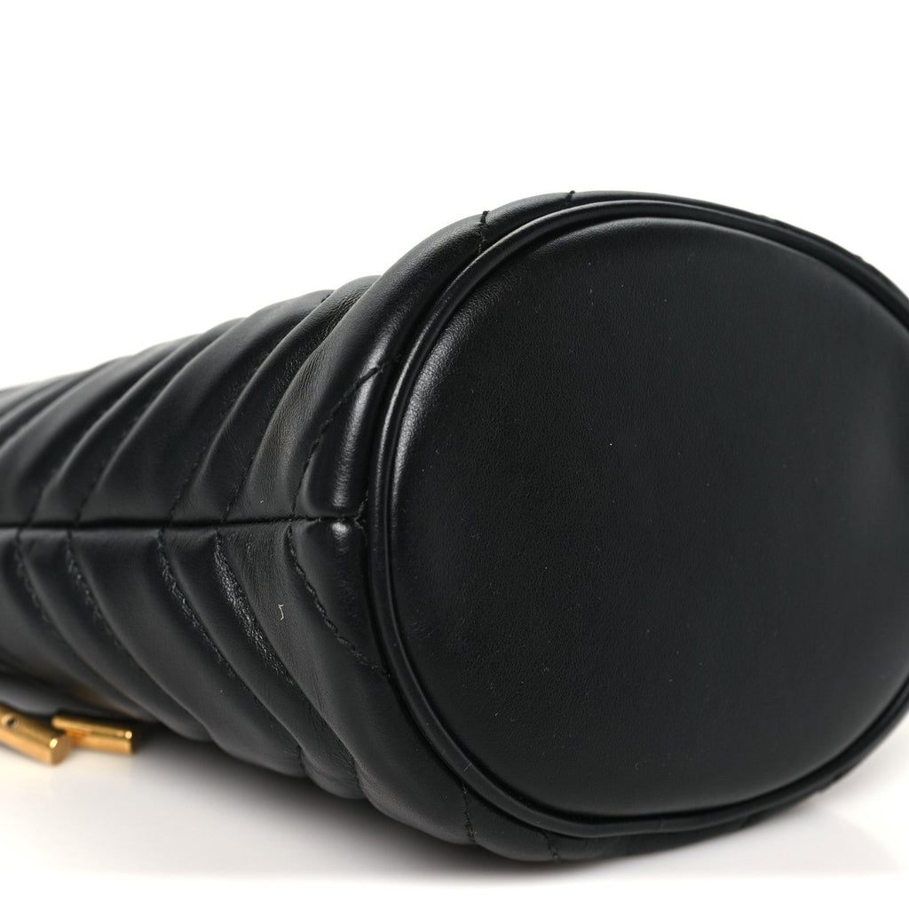 Calfskin Matelasse Mini GG Marmont 2.0 Bucket Bag Black