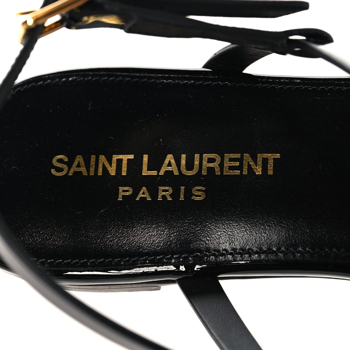Patent Calfskin Cassandra Monogram Sandals 36 Black