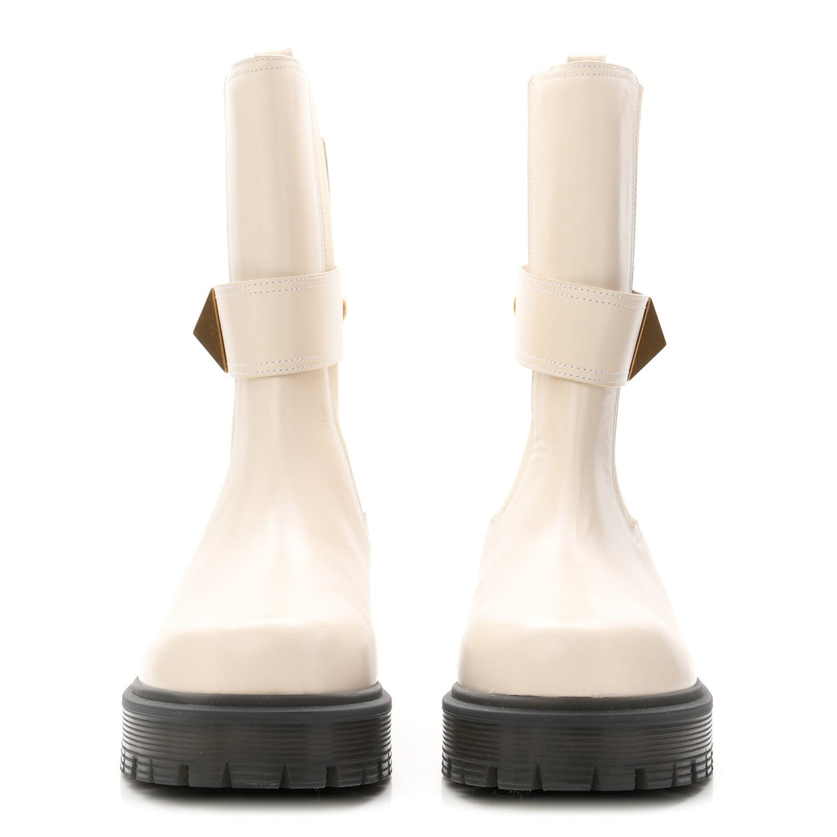 Calfskin One Stud Beatle 45mm Boots 41 Light Ivory