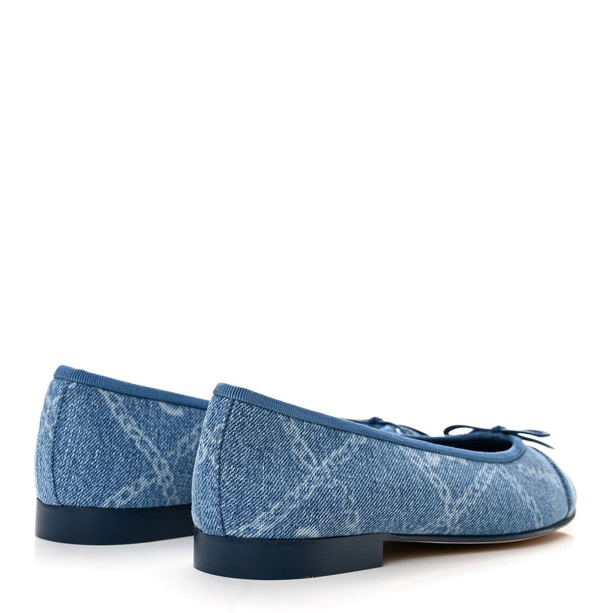 Denim Printed Cap Toe Ballerina Flats 36.5 Blue