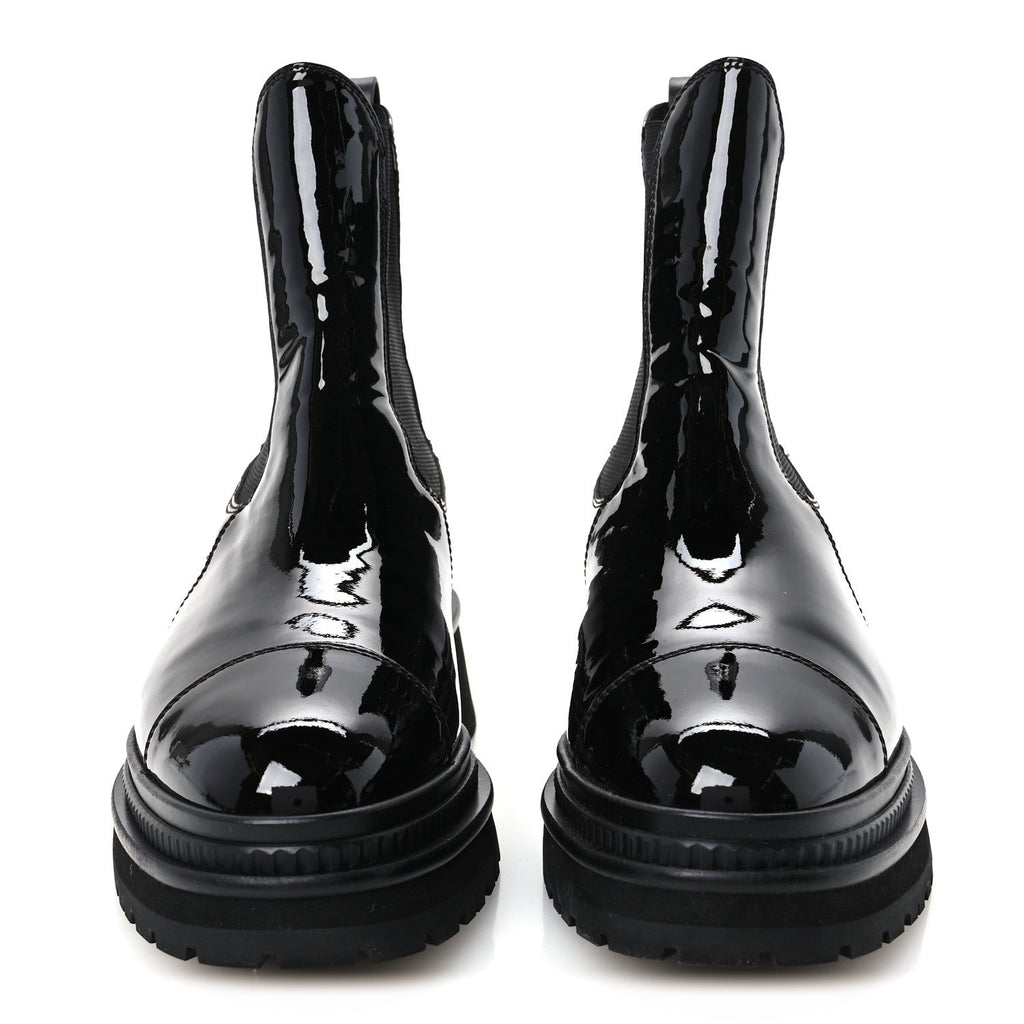 Patent Calfskin Ankle Boots 38 Black