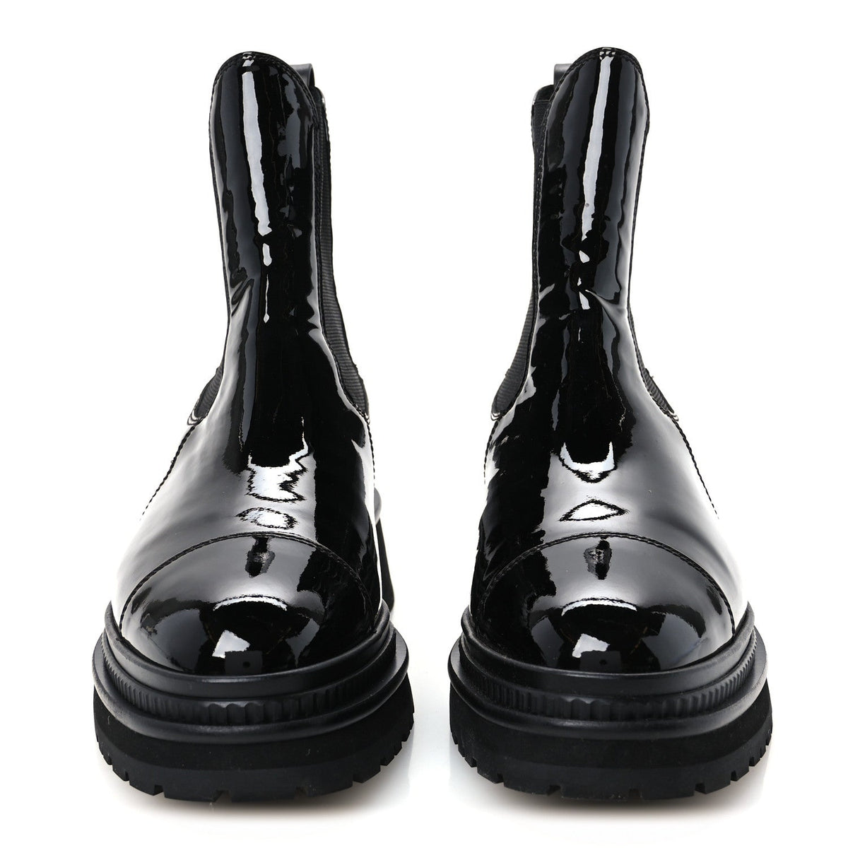 Patent Calfskin Ankle Boots 38 Black