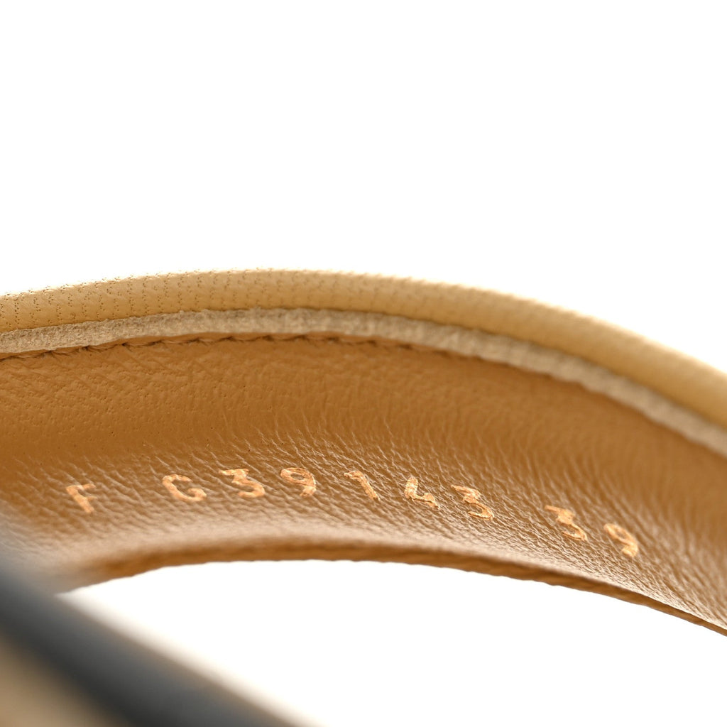 Lambskin Quilted Platform Sandals 39 Beige Black