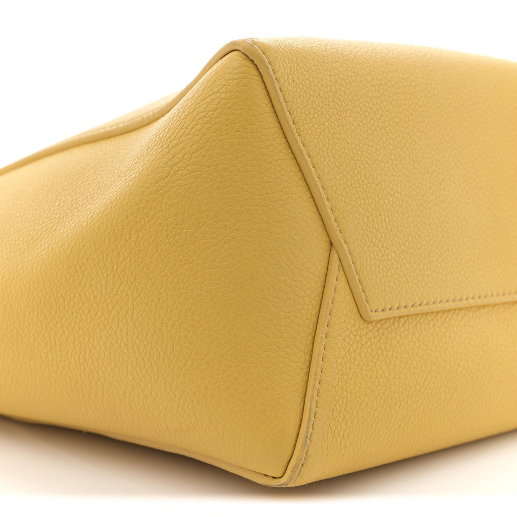 Soft Grained Calfskin Small Sangle Bucket Bag Ocre