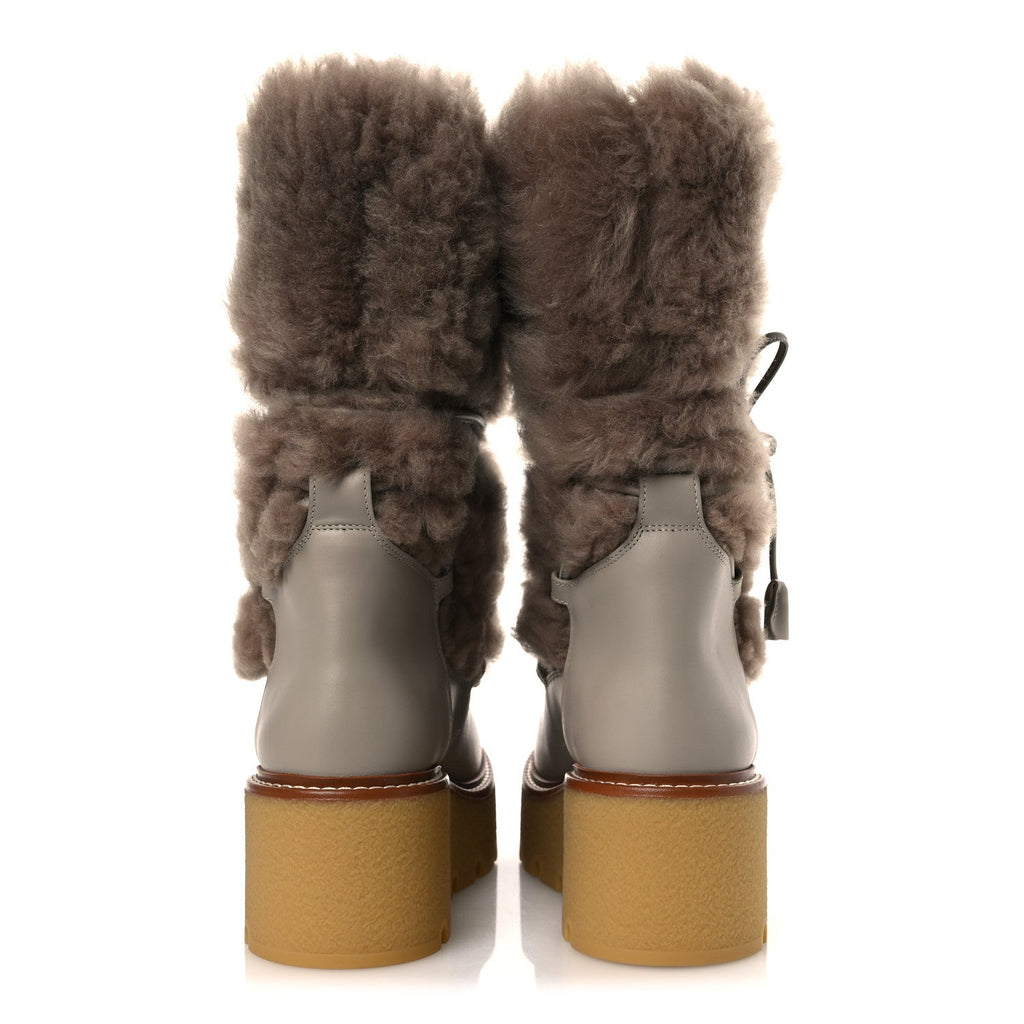 Shearling Calfskin Latitude 30 Ankle Boots 38 Beige Galet