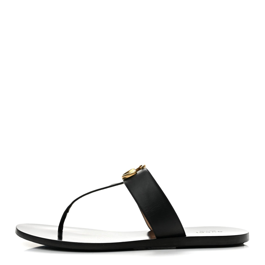 Calfskin GG Marmont Thong Sandals 40 Black