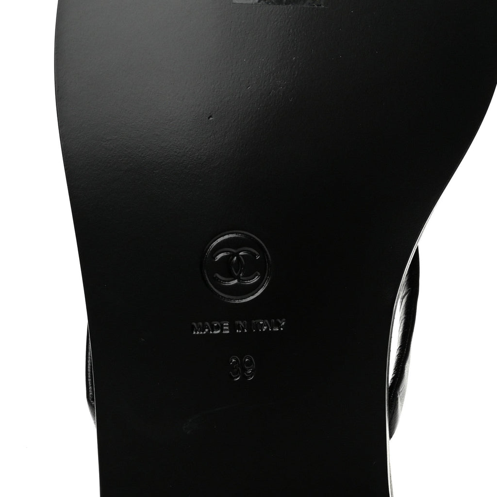 Goatskin CC Times Square Thong Sandals 39 Black