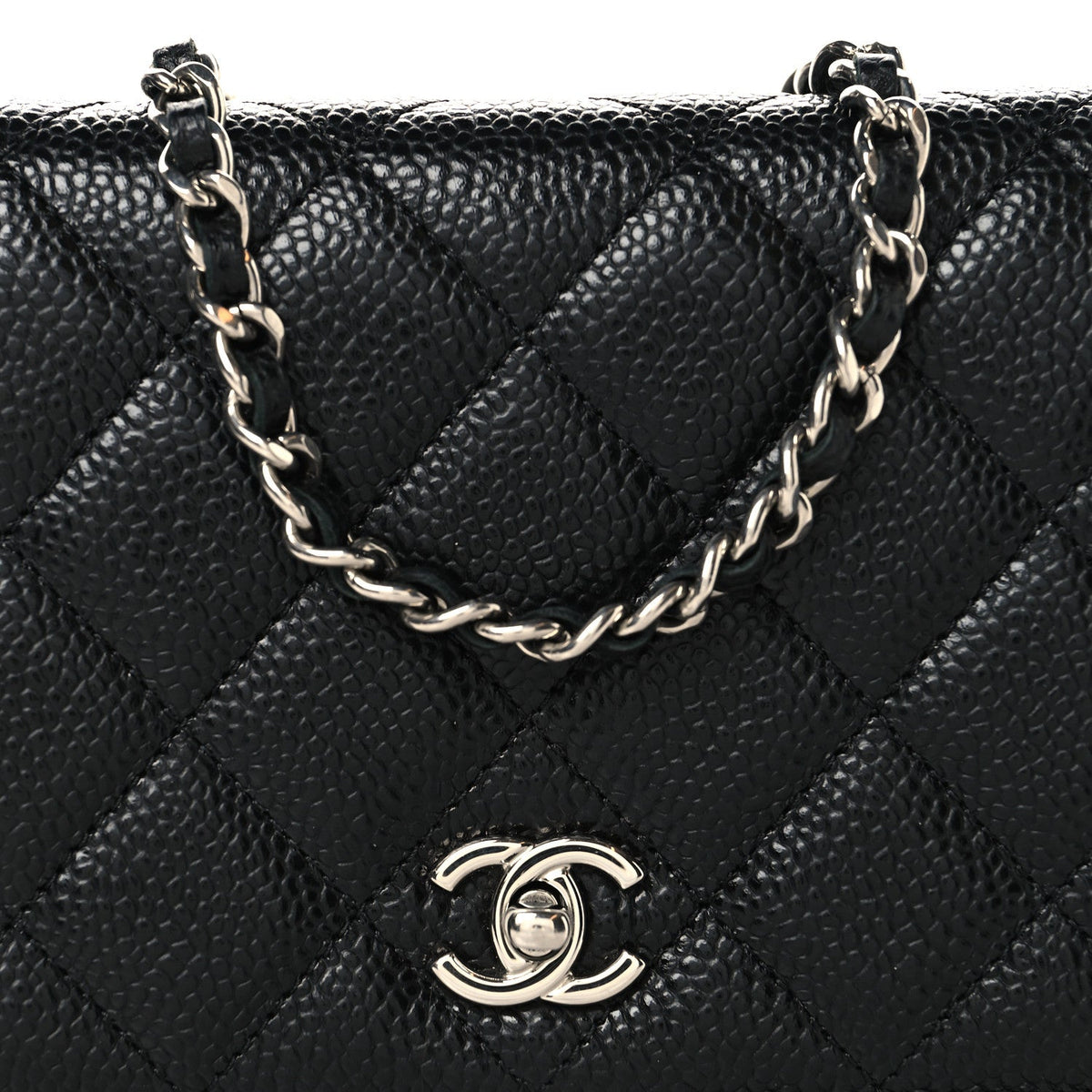 Caviar Quilted CC Turnlock Wallet On Chain WOC Black