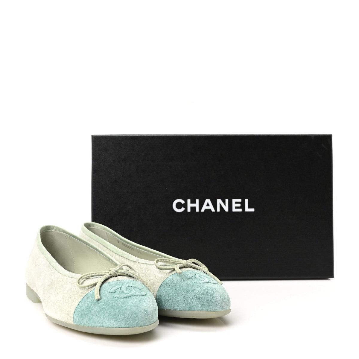 Suede Calfskin Cap Toe CC Ballerina Flats 38 Light Green