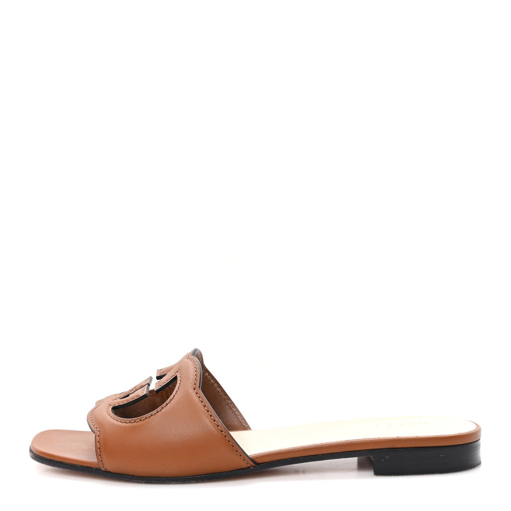 Cosmos Softy Calfskin Interlocking G Cut Out Slide Sandals 39 Cuir