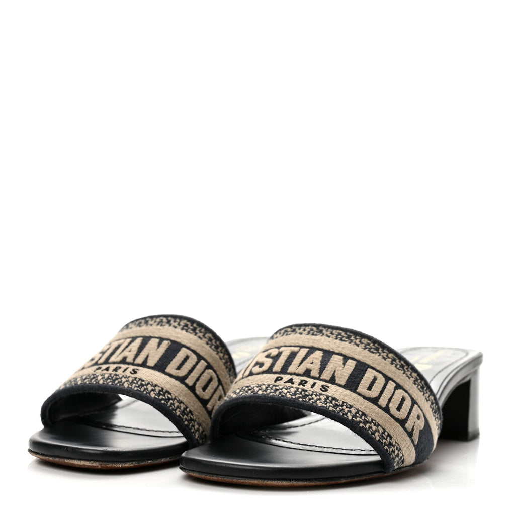 Cotton Embroidered Dway 40mm Slide Sandals 38 Deep Blue