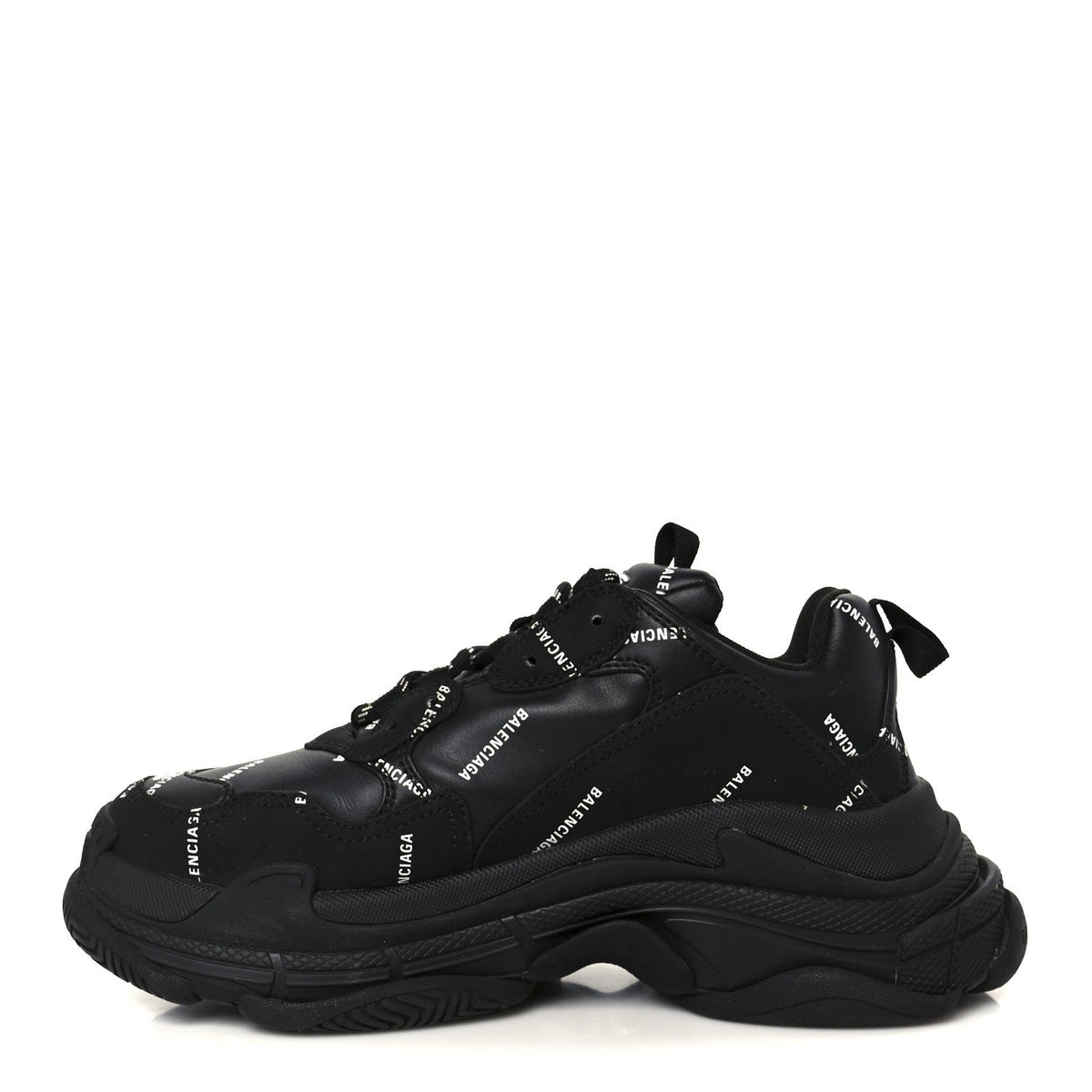 Technical Fabric Allover Logo Mens Triple S Sneakers 40 Black White