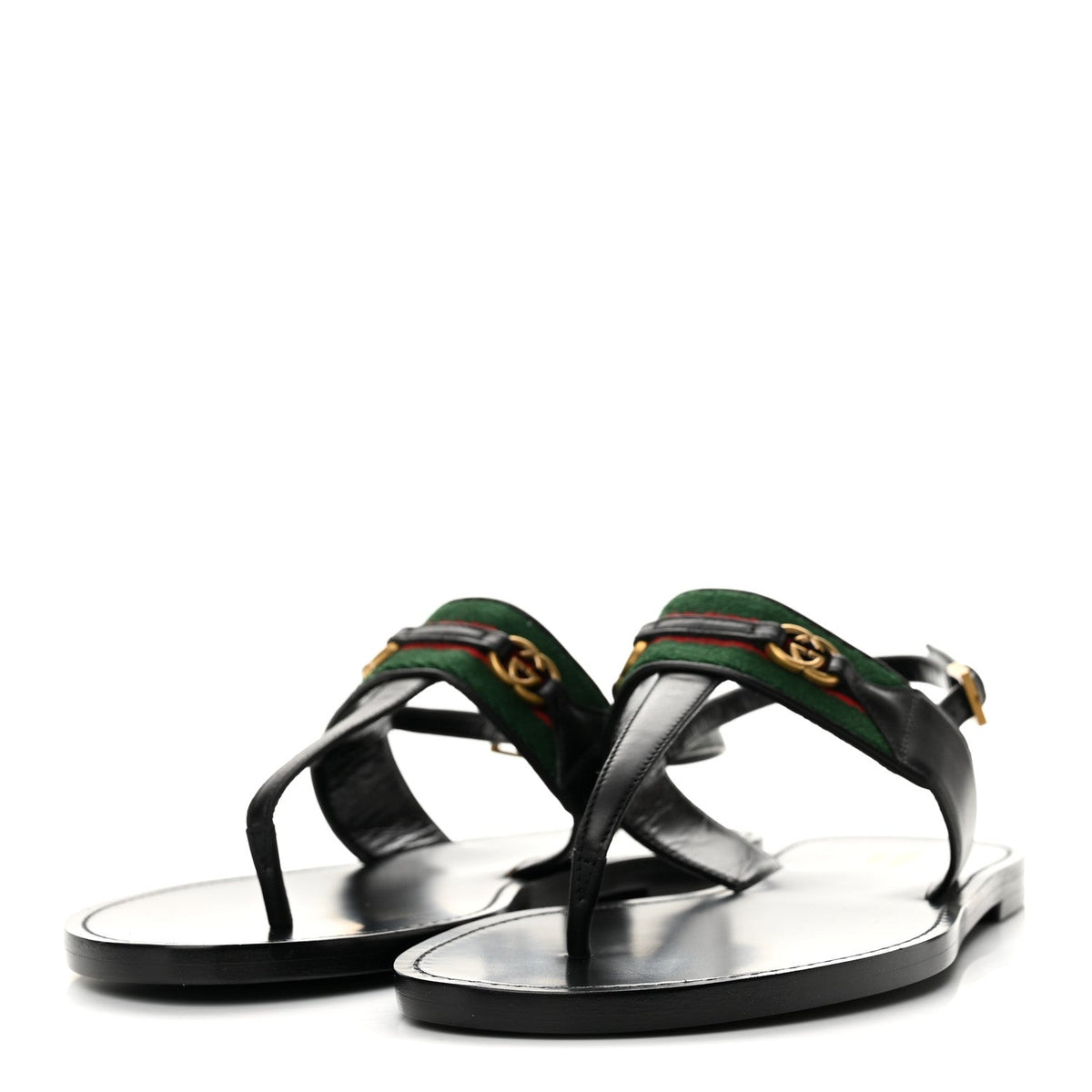 Jakarta Lifford Calfskin Web Interlocking G Thong Sandals 37.5 Black
