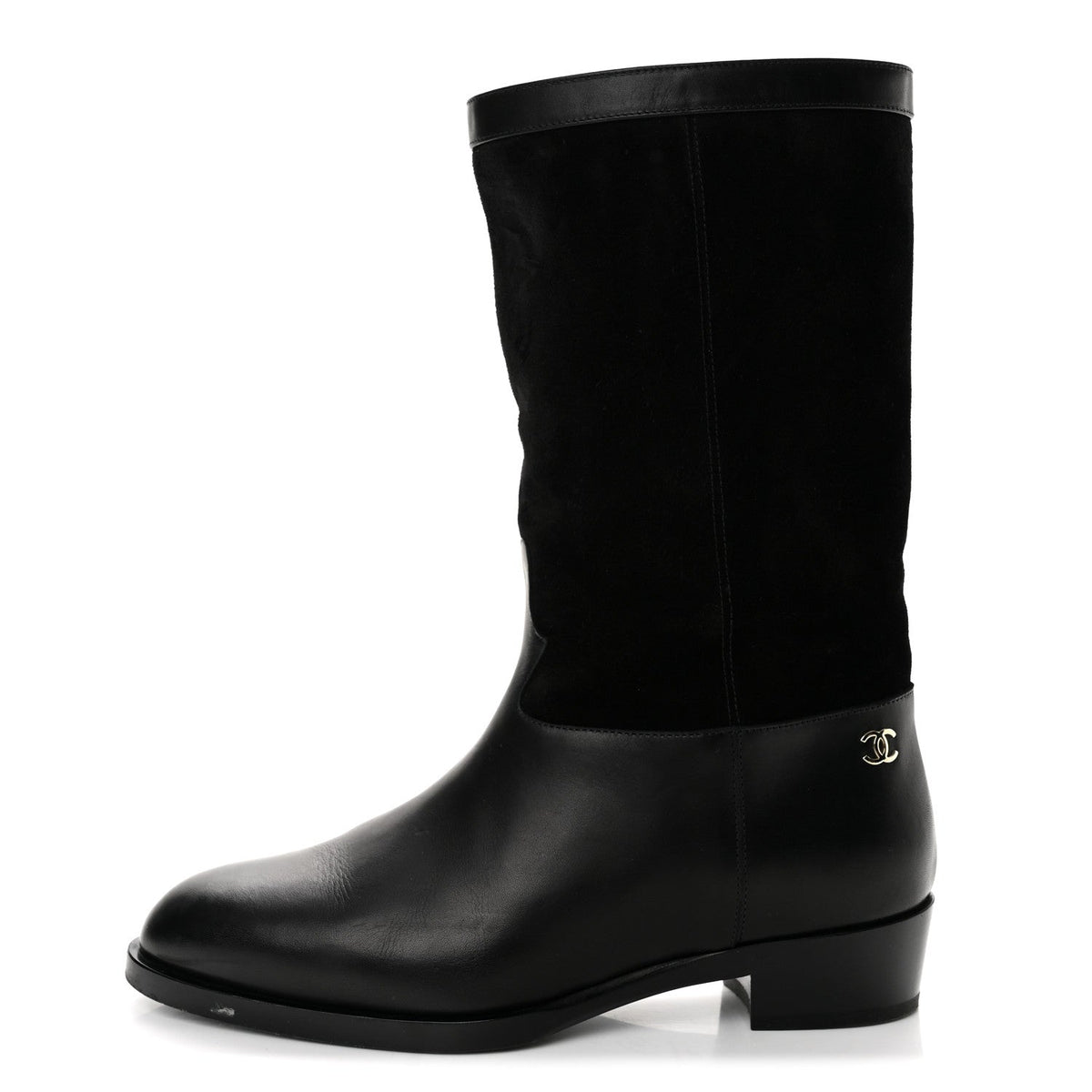 Suede Calfskin CC Short Boots 38 Black