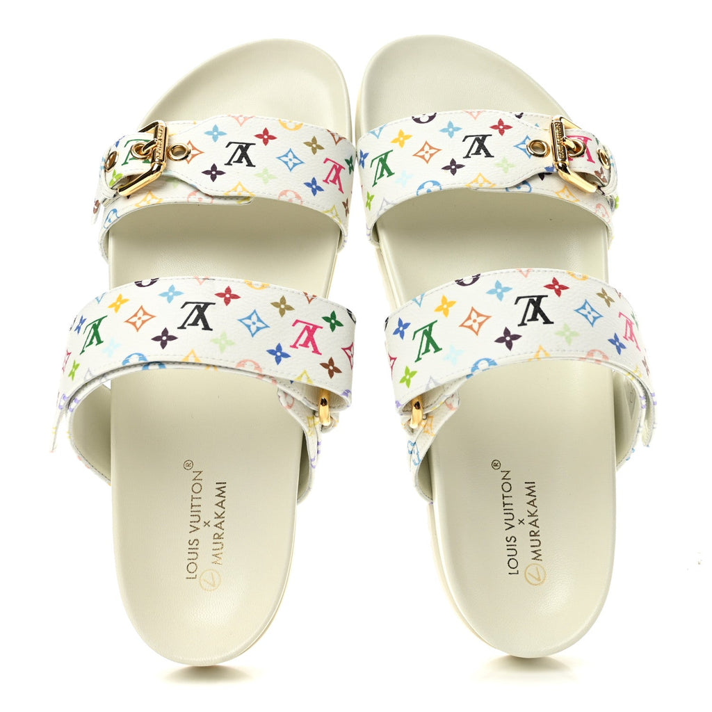 LV X TM Monogram Multicolor Bom Dia Comfort Mule Sandals 38 White