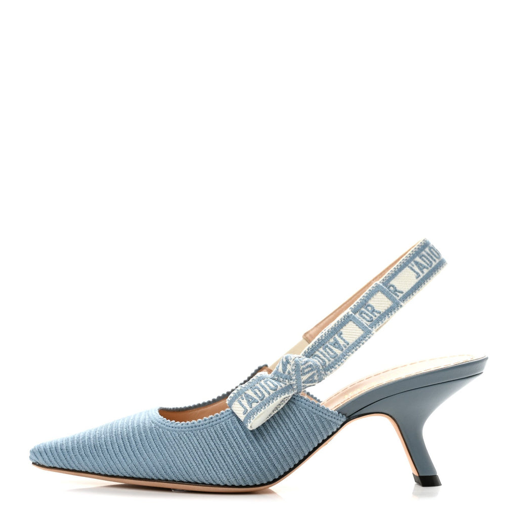 Cotton Ribbon Embroidered J'Adior Slingback 65mm Pumps 36.5 Denim Blue
