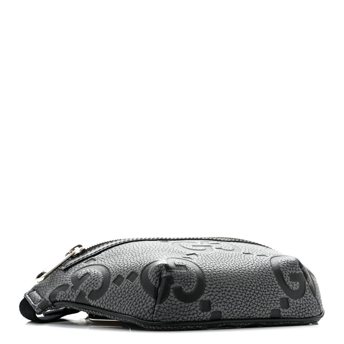 Piuma Calfskin Jumbo GG Embossed Small Belt Bag Dark Grey Black