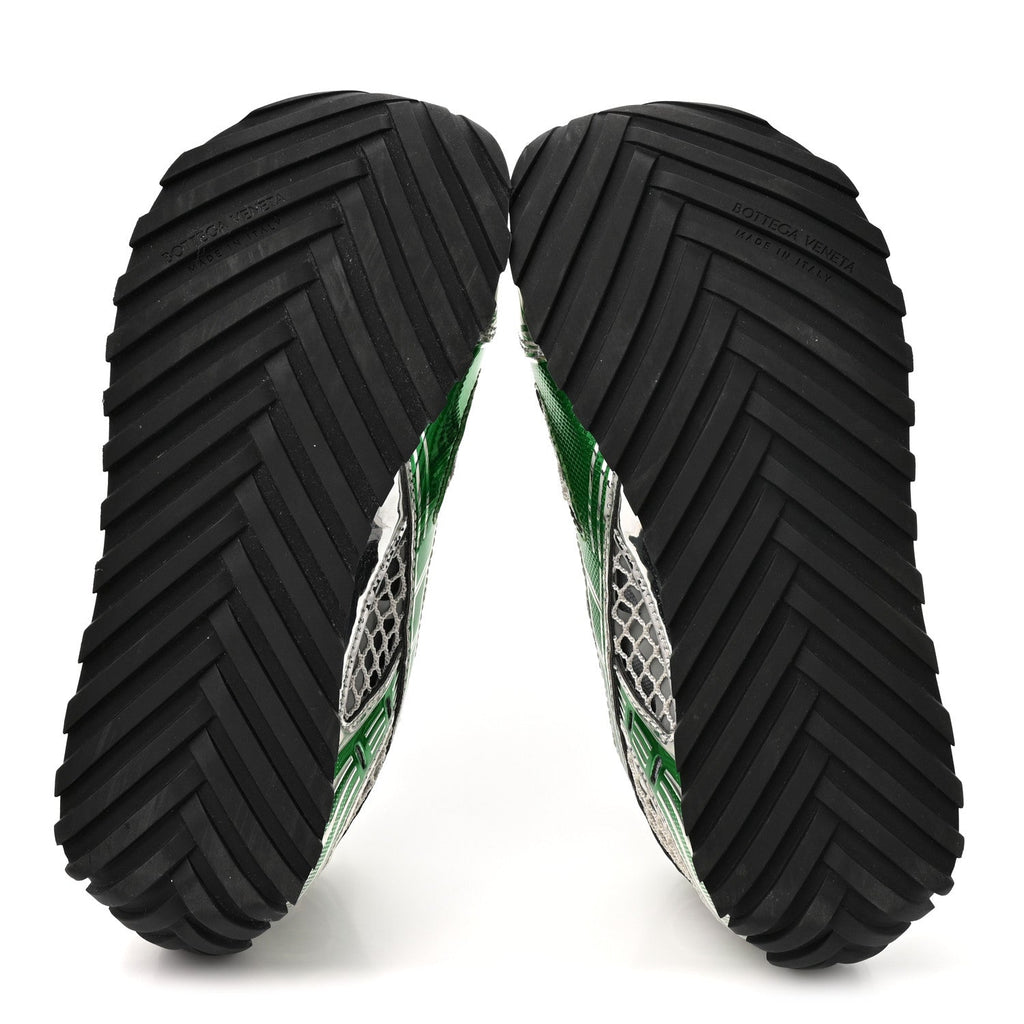 Fishnet Fabric Orbit Sneakers 37 Green Silver