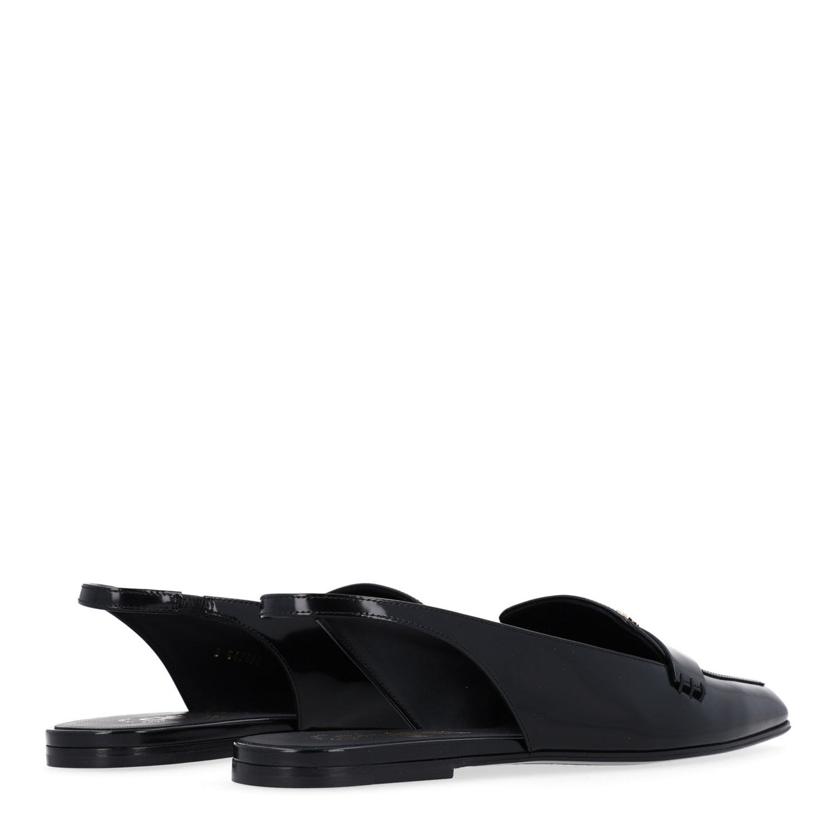 Shiny Calfskin Slingback Loafers 38 Black