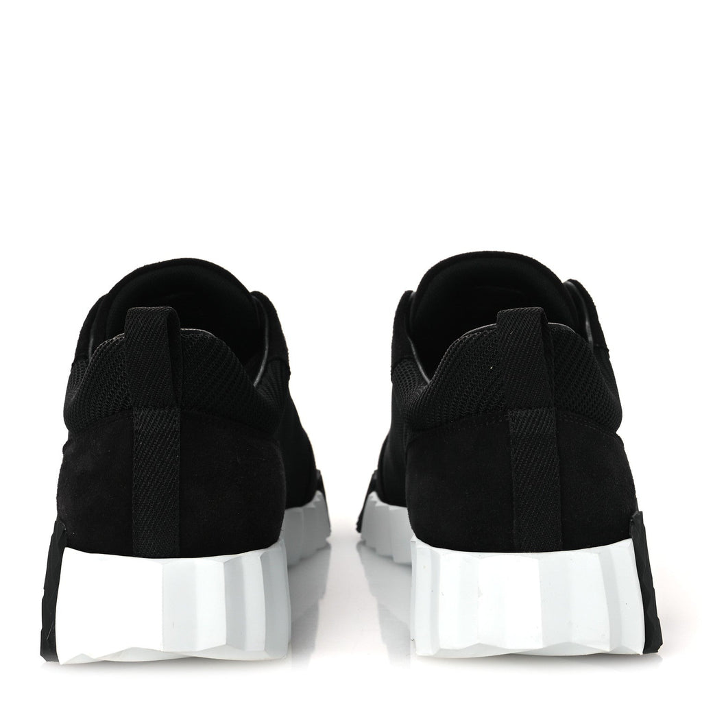 Textured Mesh Suede Goatskin Bouncing Sneakers 40 Black