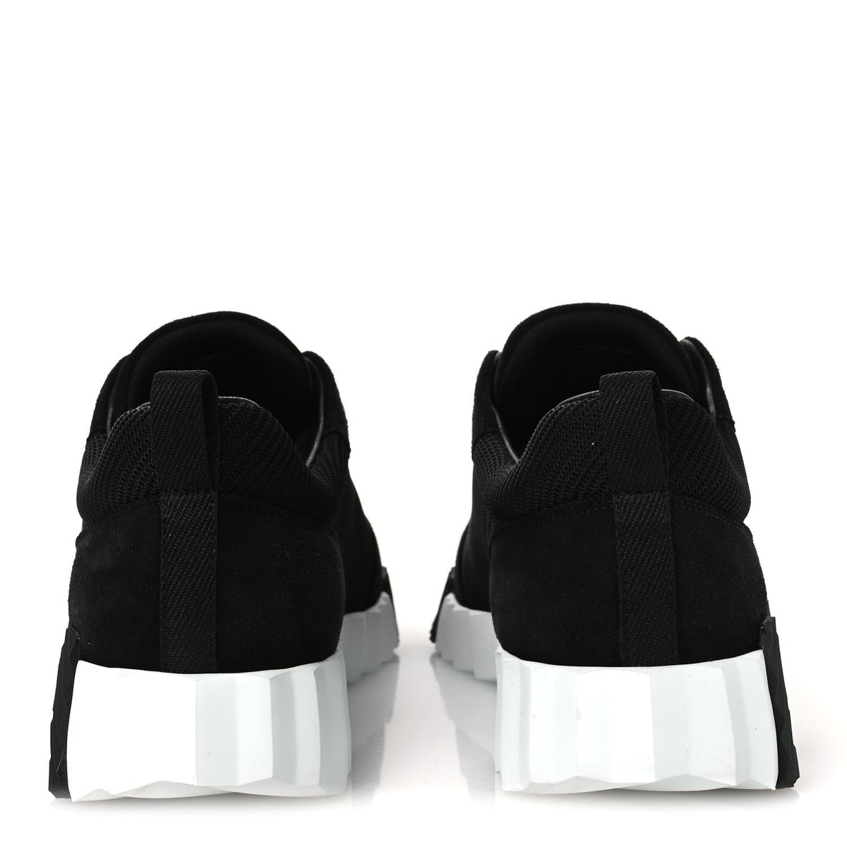 Textured Mesh Suede Goatskin Bouncing Sneakers 40 Black