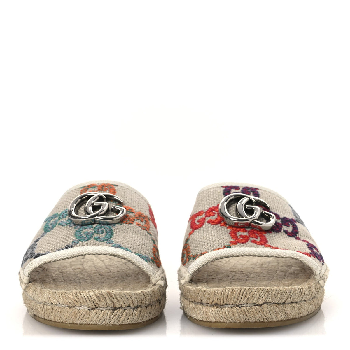 Linen Psychedelic Mini GG Espadrille Slide Sandals 39 Multicolor