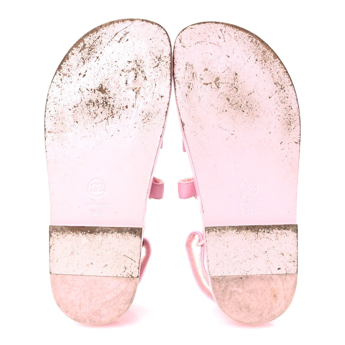 Lambskin Crystal CC Velcro Dad Sandals 35.5 Light Pink