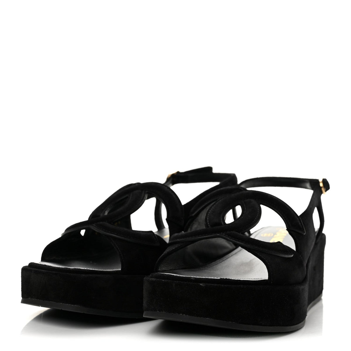 Suede Calfskin Platform CC Sandals 39 Black