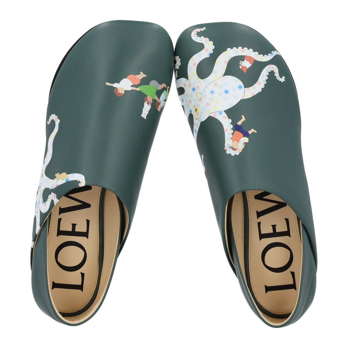 X SUNA FUJITA Shiny Calfskin Octopus Loafers 36 Vetiver