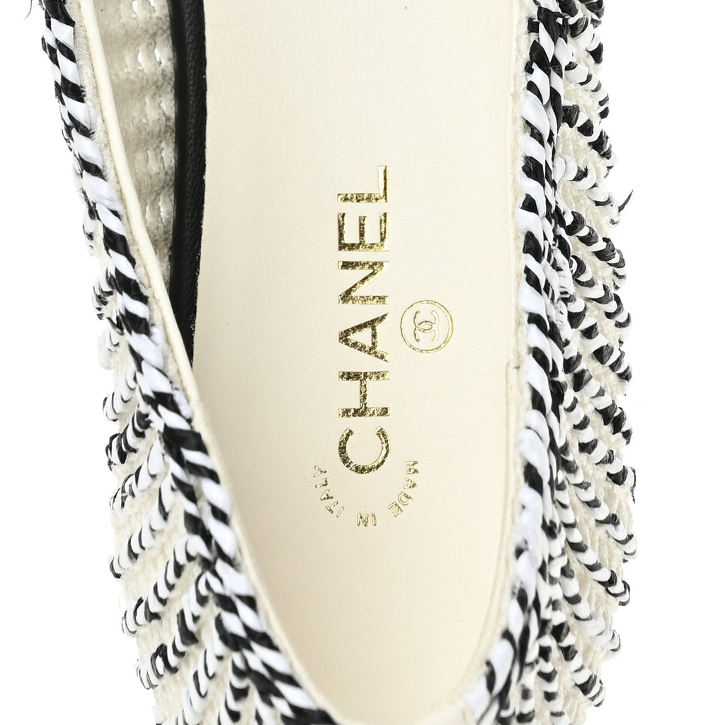 Crochet Cap Toe Ballerina Flats 38 White Black