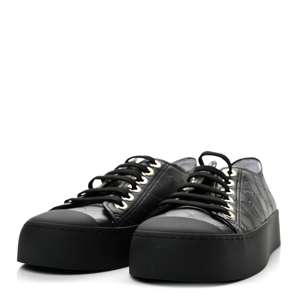 Lambskin Printed Logo Sneakers 37.5 Black