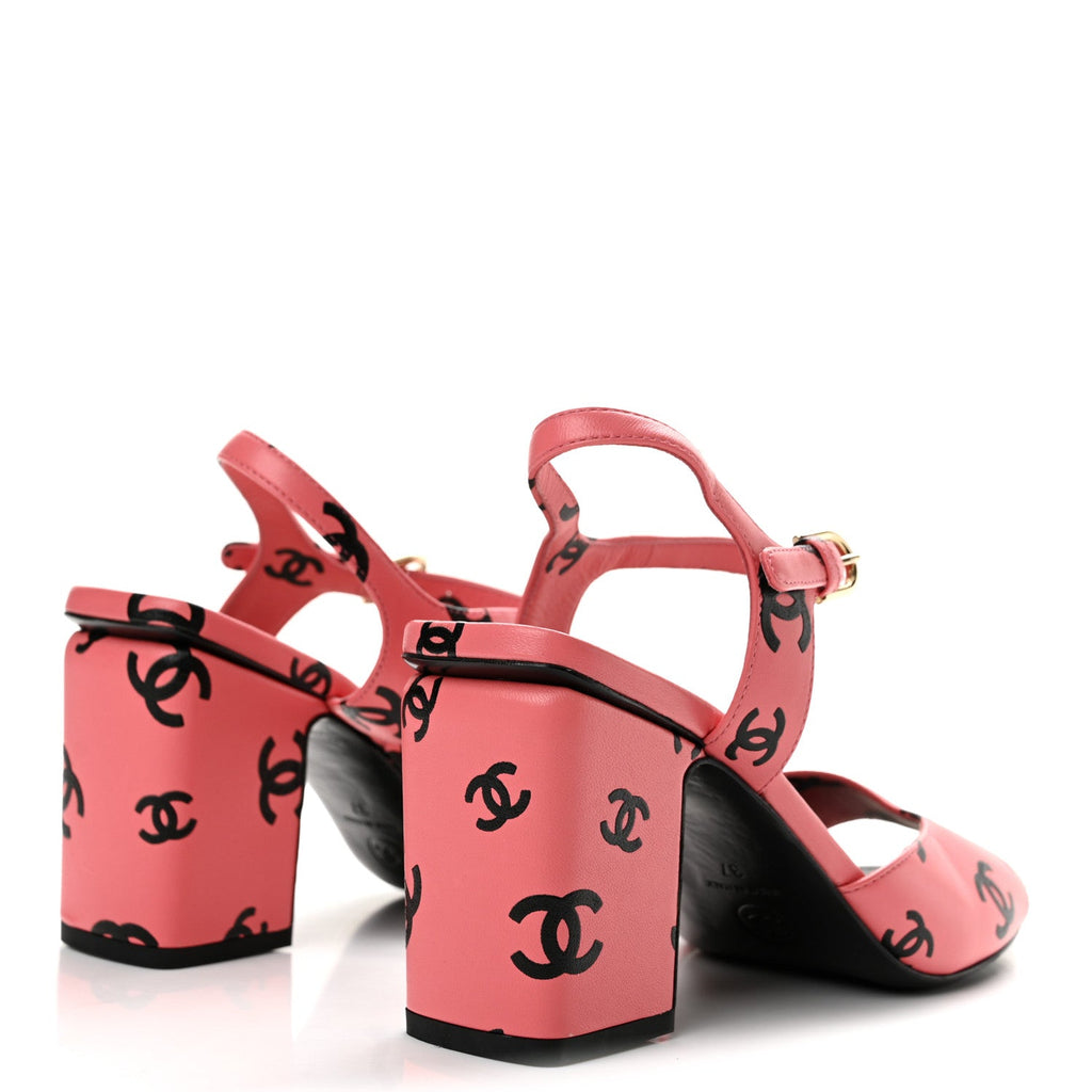 Printed Lambskin Coco Beach Sandals 37 Pink Black