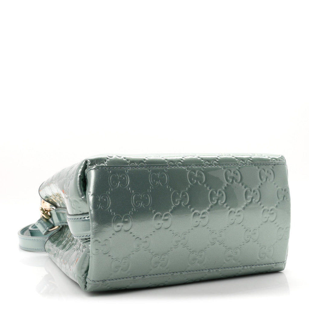 Patent GG Emblem Small Bucket Bag Light Blue