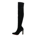 Veau Velours Spiked Study Stretch 85 Over The Knee Boots 35.5 Black