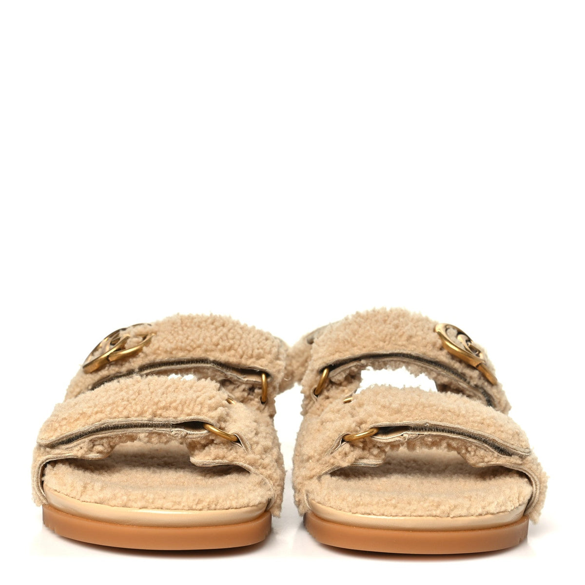 Merino Wool Interlocking G Dad Sandals 40 Butterscotch