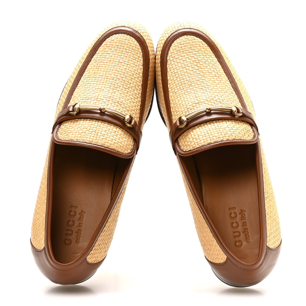 Straw Goatskin Horsebit Mens Loafers 10 Natural Cuir