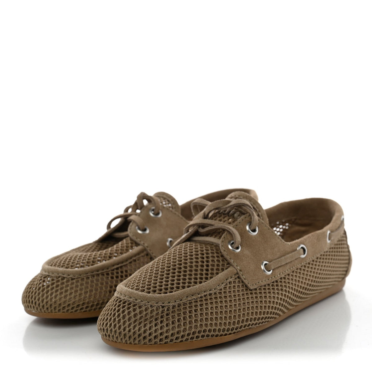Mesh Suede Deck Loafers 38 Desert Beige