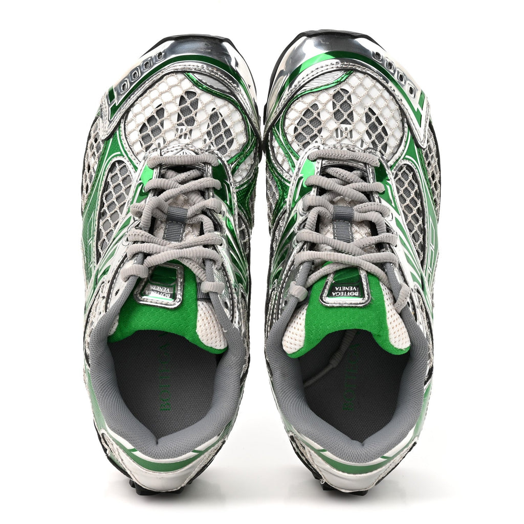 Fishnet Fabric Orbit Sneakers 37 Green Silver